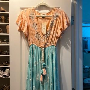 NWT pink and blue sparkly maxi